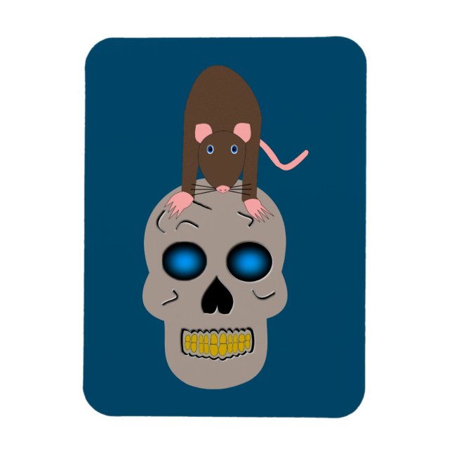 Ímã Caveira Gótica e Halloween Rato (Vertical)