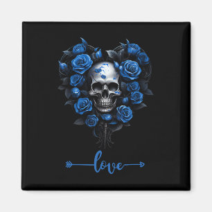 Imã Caveira Rosa Azul para o Amor do Namorados Rock Fo
