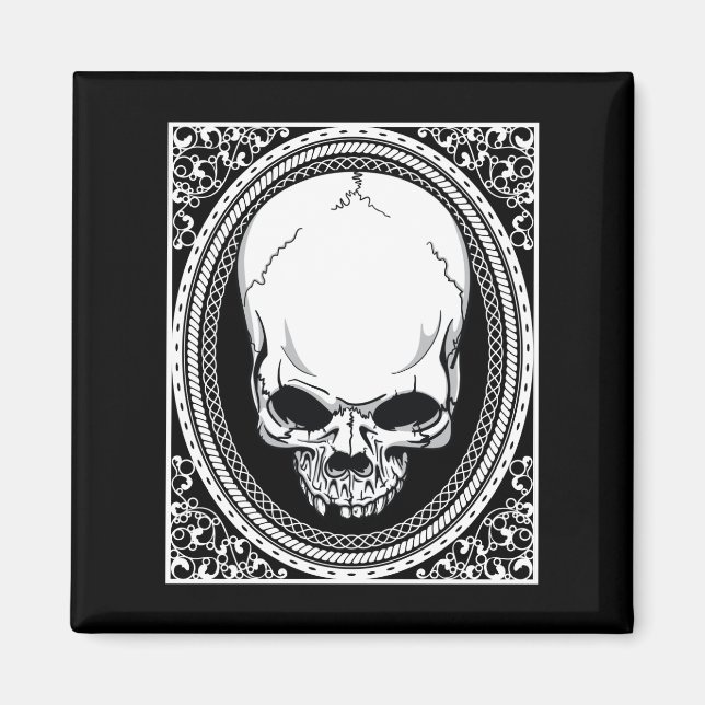 Imã Caveira ~ Skeleton Skulls Gótico Preto (Frente)