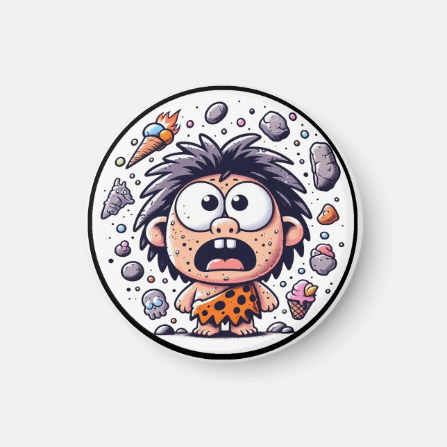 Imã "Caveman Ice Cream Chaos" Magnet (Frente)