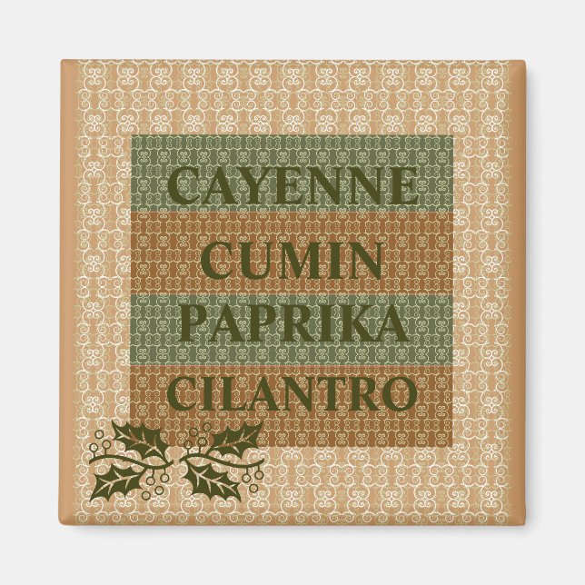IMÃ CAYENNE,CUMIN,PAPRIKA,CILANTRO KITCHEN MAGNET (Frente)