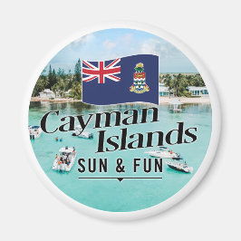 Imã "Cayman Islands Sun & Fun" Com Bandeira