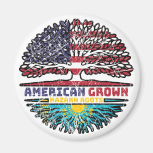 Imã Cazaquistão Kazakh American Tree Roots Flag