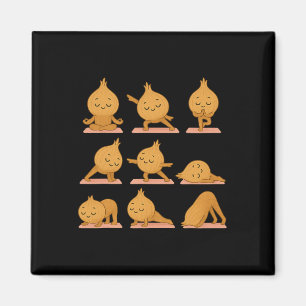 Imã Cebola Fazendo Yoga Vegana Kawaii Zen Meditação
