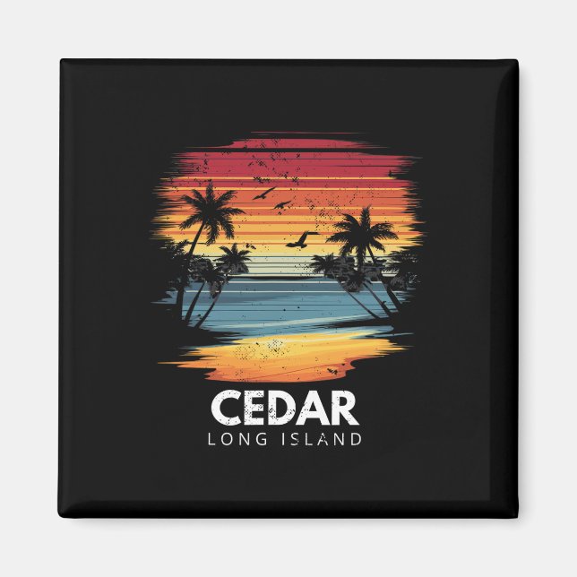 Imã Cedar Beach Long Island Prancha de Surfe Surfismo  (Frente)