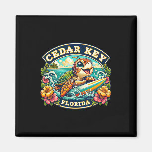 Imã Cedar Key Flórida Tartaruga Marinha Fofa Surfando