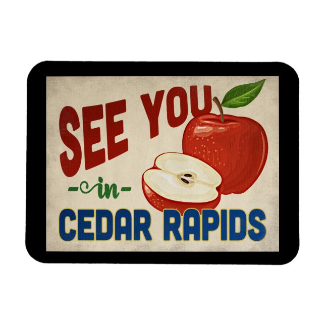 Ímã Cedar Rapids Iowa Apple - Viagens vintage (Horizontal)