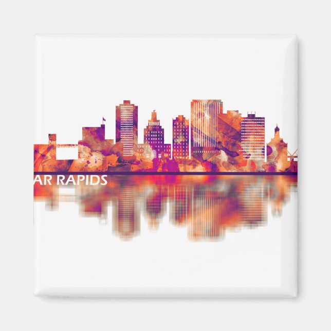 Imã Cedar Rapids Iowa Skyline (Frente)