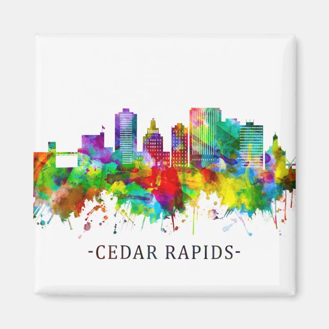 Imã Cedar Rapids Iowa Skyline (Frente)