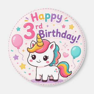 Imã Celebração de 3º Aniversário do Unicórnio Mágico
