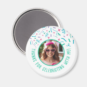 Imã Celebração de Confetti do Nome de Foto Personaliza