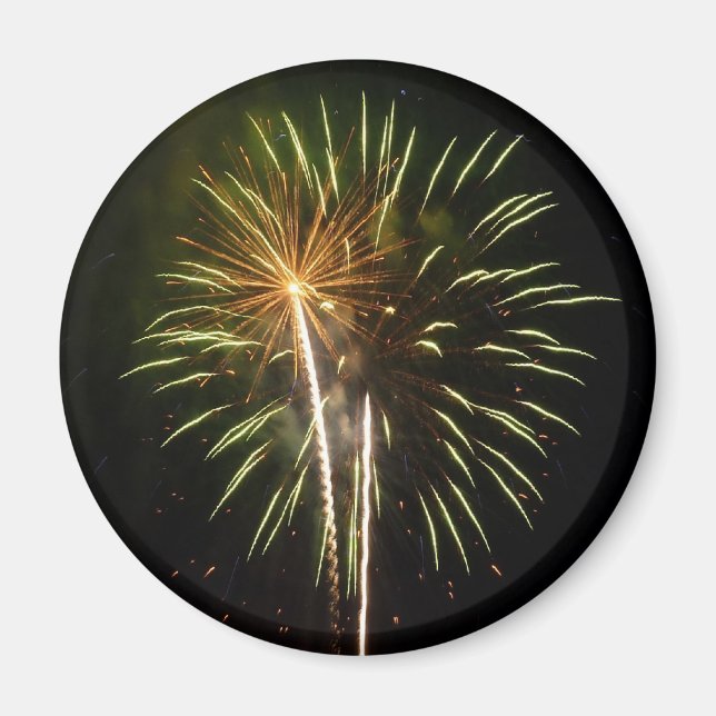 Imã Celebração de Feriado com Fogos de Artifício Verde (Frente)