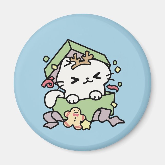 Imã Celebração de Natal com Gato de Tempo Puro (Frente)