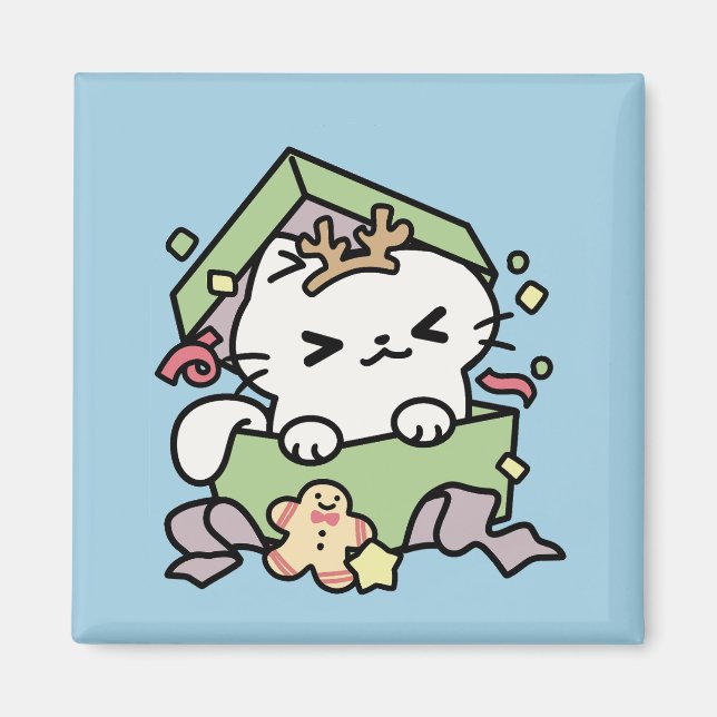 Imã Celebração de Natal com Gato de Tempo Puro (Frente)