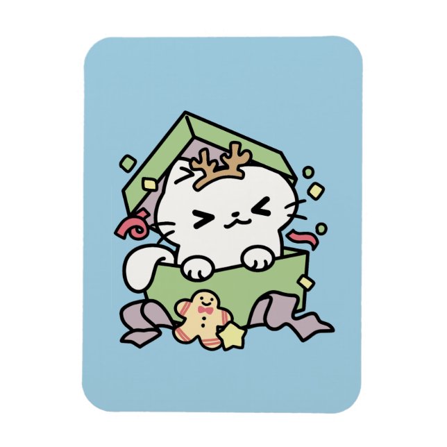 Ímã Celebração de Natal com Gato de Tempo Puro (Vertical)