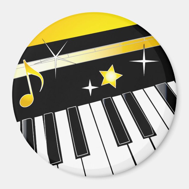 Imã Celebração de Piano com Destaque Dourado (Frente)