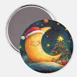 Imã Celebração Divertida da Lua Galáctica de Natal