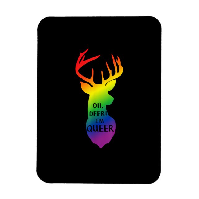 Ímã Celebração Divertida do Orgulho Queer de Oh Deer P (Vertical)