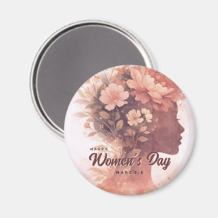 Imã Celebração Elegante do Dia das Mulheres Floral 8 d