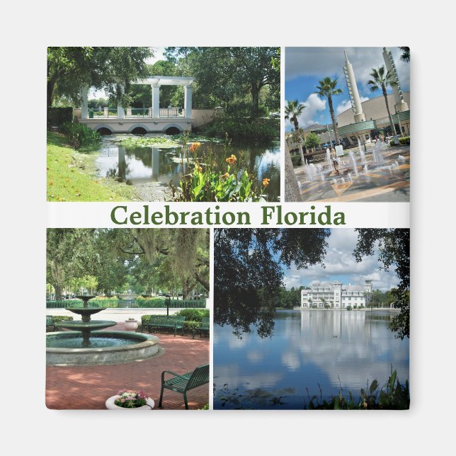 Imã Celebration Florida Square Magnet 4 Pictures (Frente)