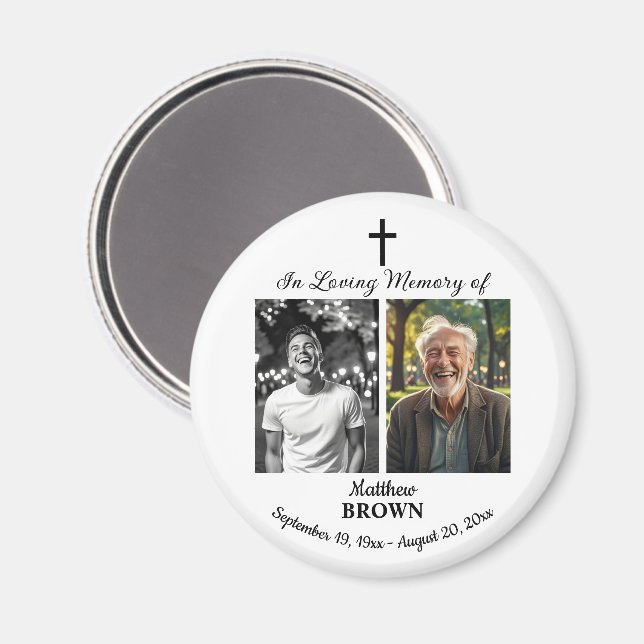 Imã Celebration Of Life 2 Photos Funeral White (Front/Back)