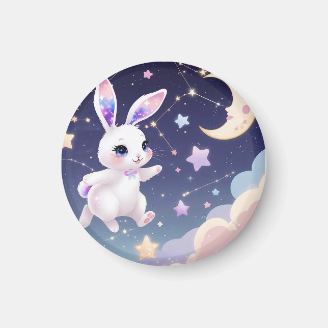 Imã Celestial Bunny Magnet -Kawaii Rabbit Fridge Decor (Frente)