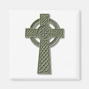 Imã Celtic Cross - Green Stone