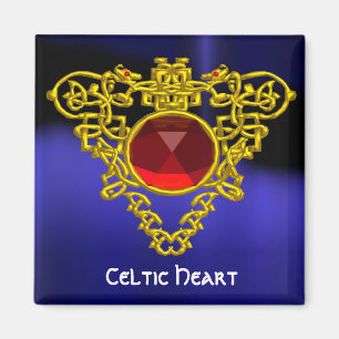 Imã Celtic Heart with Red Ruby