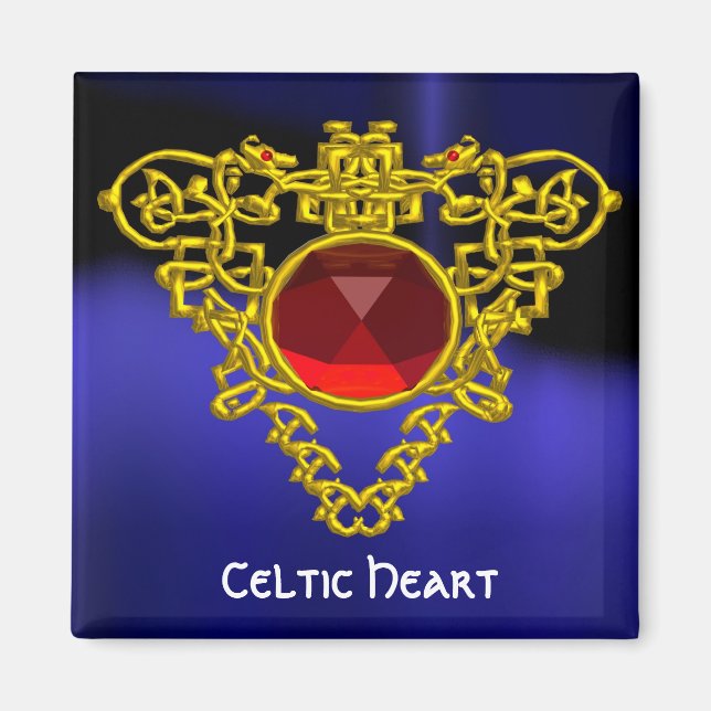 Imã Celtic Heart with Red Ruby (Frente)