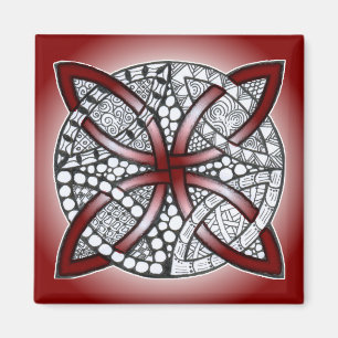 Imã Celtic Knot Doodle Maroon Red