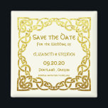Imã Celtic Wedding Faux Dourado Celtic Knot Salvar dat<br><div class="desc">O Elegante Casamento Celta Faux Dourado Celtic Knot Design on Ivory . Este é um modelo pronto para você adicionar seus detalhes de casamento. Se você quiser alterar a cor do plano de fundo ou a fonte,  clique em personalizar ainda mais no final do modelo.</div>
