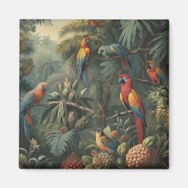 Imã Cena botânica dos papagaios e ananás