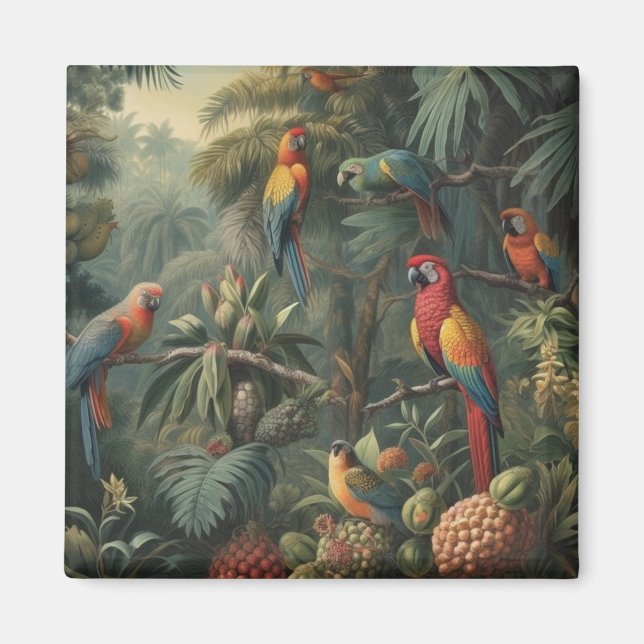 Imã Cena botânica dos papagaios e ananás (Frente)