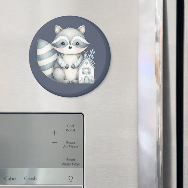 Imã Cena Caprichosa de Noite de Guaxinim em Chalé da F (In Situ (Fridge))