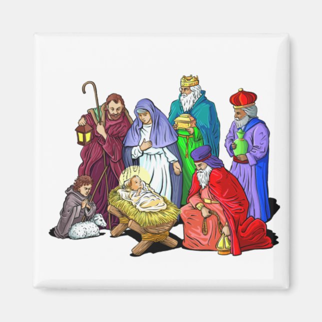 Imã Cena Colorida de Natal (Frente)