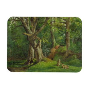 Ímã Cena com coelhos, 1862 da floresta (óleo em