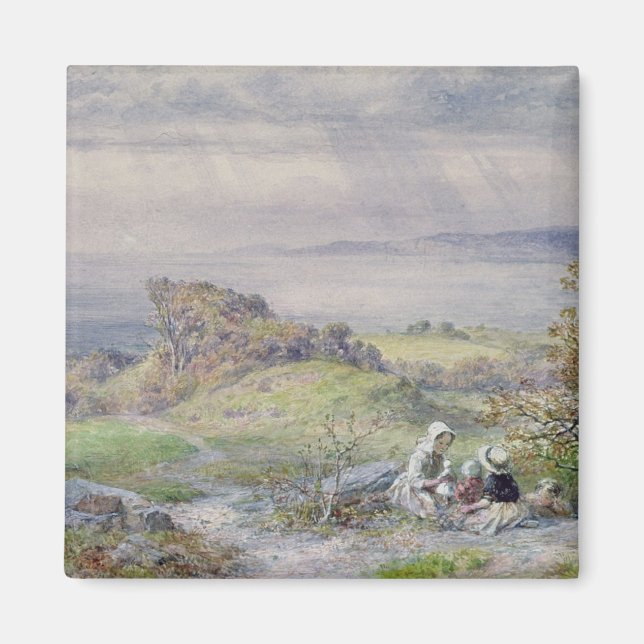 Imã Cena Costeira com Crianças no Primeiro Plano (Frente)