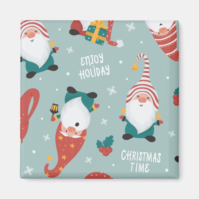 Imã Cena da Aldeia de inverno Feliz Natal, Ano Novo (Frente)