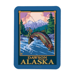 Ímã Cena da pesca com mosca - Dawson, Alaska