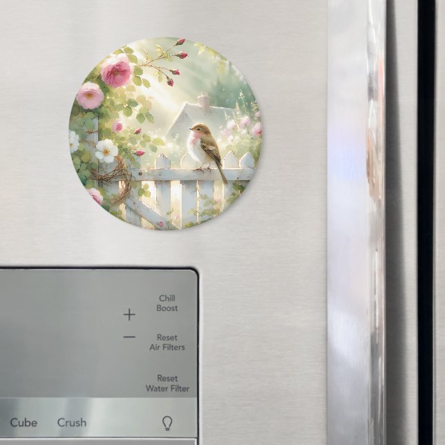 Imã Cena de Aquarela de Rosa de Jardim de Pássaro (In Situ (Fridge))