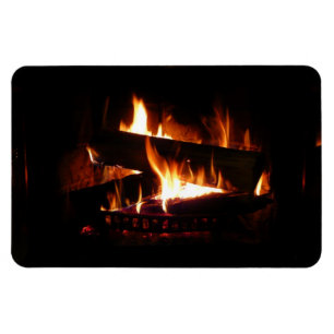 Ímã Cena de Inverno Quente com Lareira para Fotografia