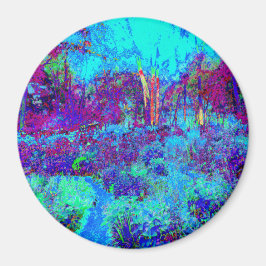 Imã Cena de Jardim Azul Impressionista Psicodélico
