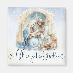Imã Cena de Natividade de Aquarela Glória a Deus Natal