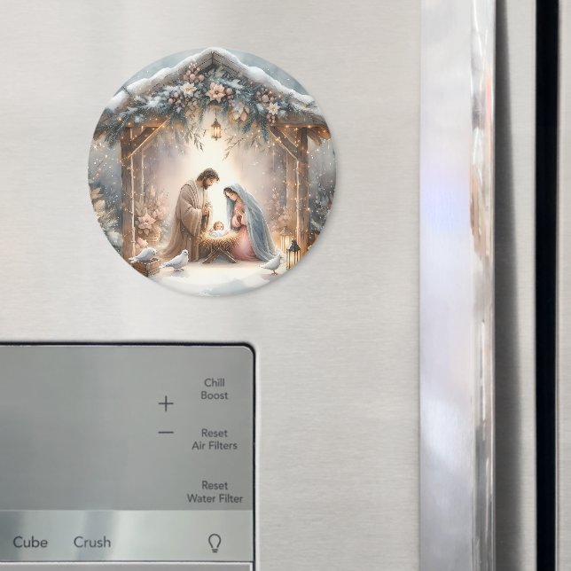 Imã Cena de Natividade Russa com Florais de inverno (In Situ (Fridge))