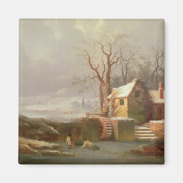 Imã Cena de Neve com Linho e Algodão (Frente)