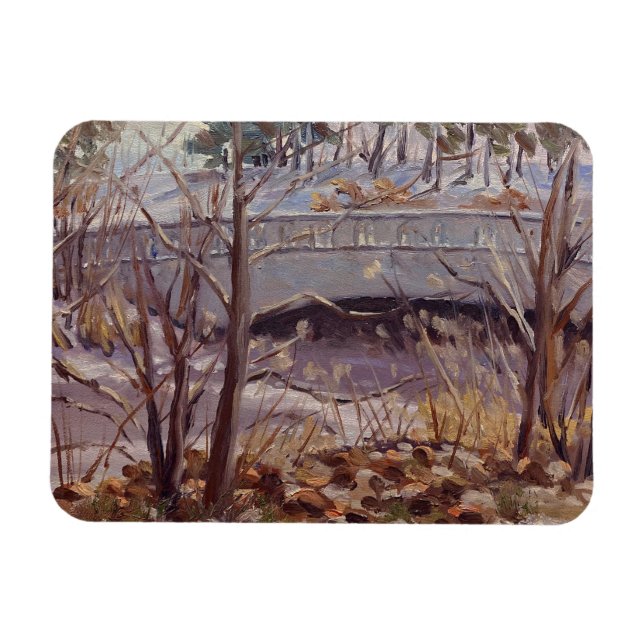 Ímã Cena de neve da ponte no Forest Park St Louis (Horizontal)