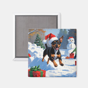 Imã Cena de Neve Festiva de Natal Affenpinscher