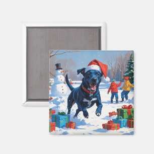 Imã Cena de Neve Festiva de Natal Blue Heeler