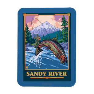 Ímã Cena de Pesca de Voo - Sandy River, Oregon