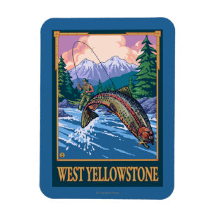 Ímã Cena de Pesca de Voo - West Yellowstone